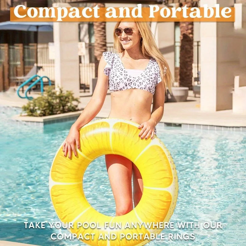 3-Pack Fruit Inflatable Pool Tubes - 32.5" Swim Rings for Summer Parties
