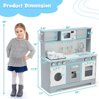 Wooden Kids Play Kitchen Set with Realistic Lights and Sounds