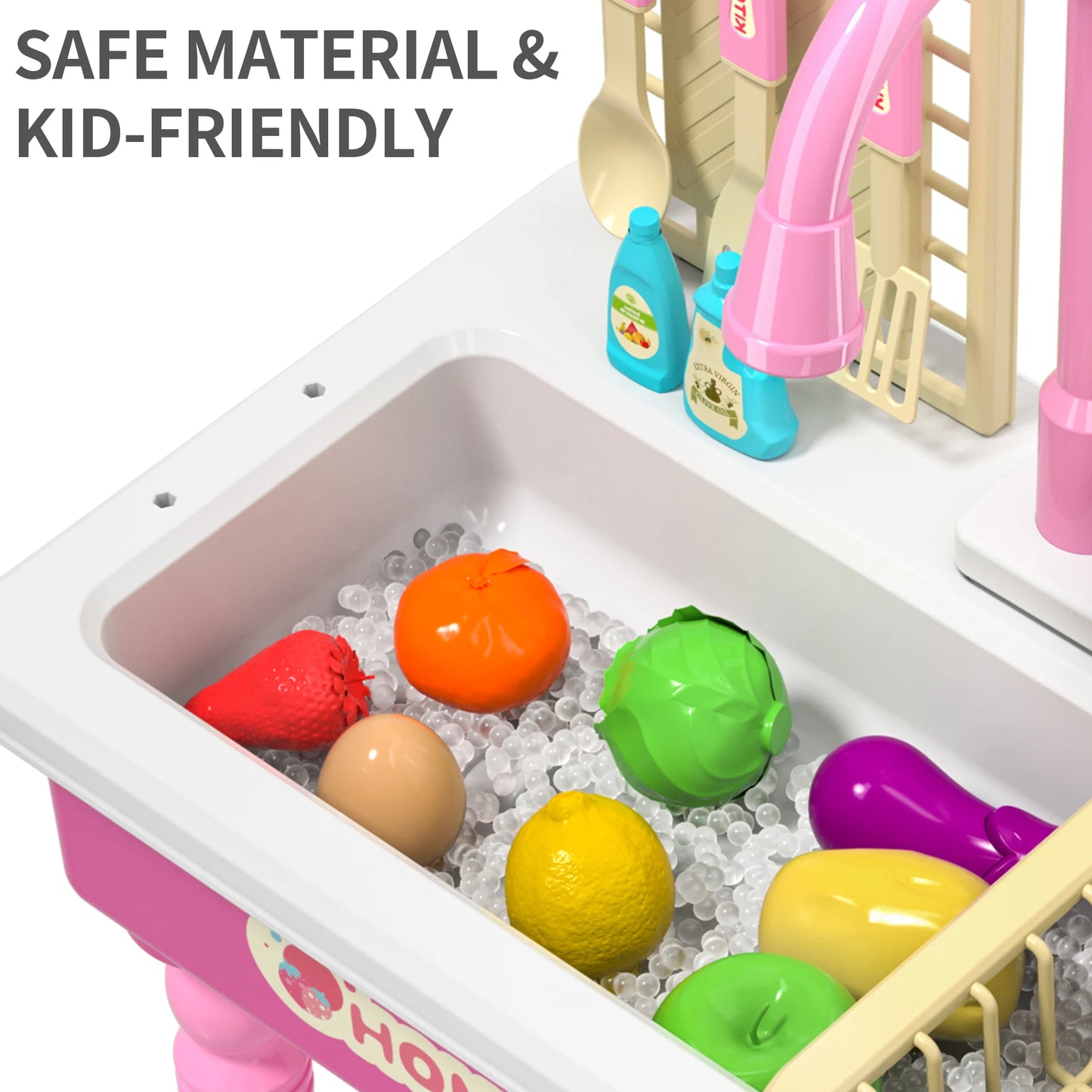 Kids Play Kitchen Sink Toy with Running Water & Automatic Cycle