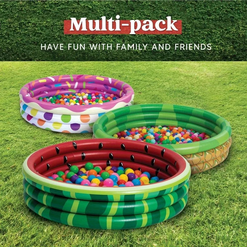 3 Pack Inflatable Kiddie Pools Fruit Designs for Kids Summer Fun
