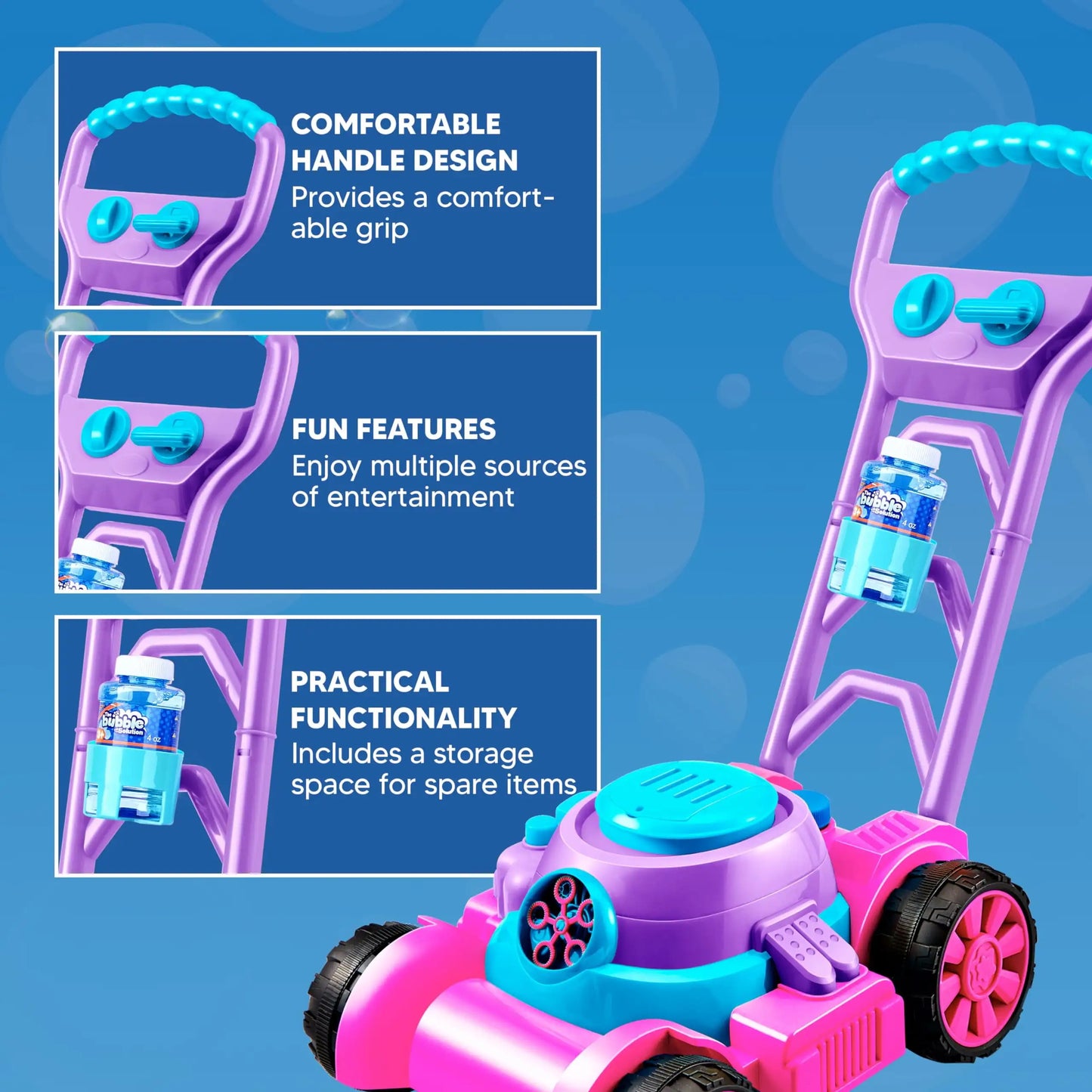 Kids Bubble Lawn Mower Outdoor Toy - Automatic Bubble Blower Machine
