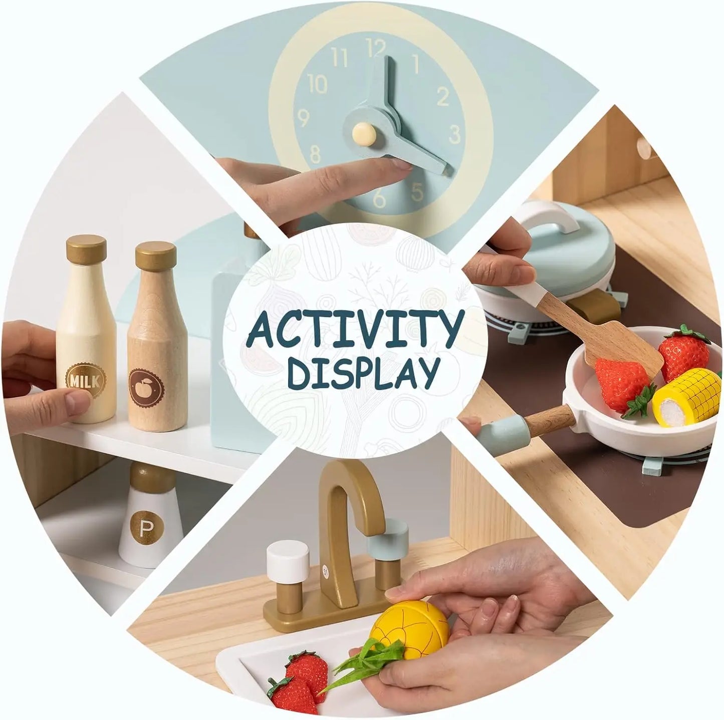 Wooden Play Kitchen Set for Kids & Toddlers