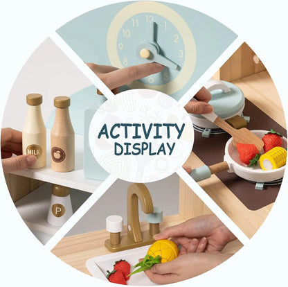 Wooden Play Kitchen Set for Kids & Toddlers
