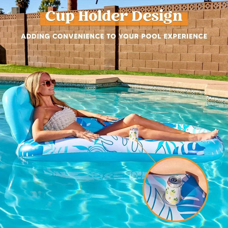 Inflatable Pool Lounger Floating Recliner Chair for Adults