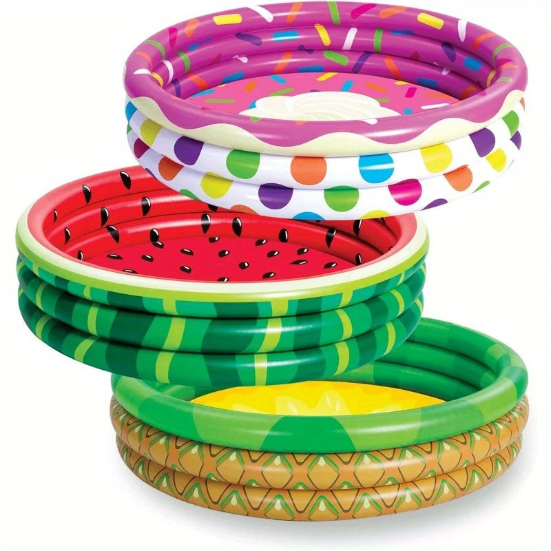 3 Pack Inflatable Kiddie Pools Fruit Designs for Kids Summer Fun