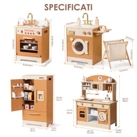 Wooden Play Kitchen Playset - Montessori Wood Toy for Kids