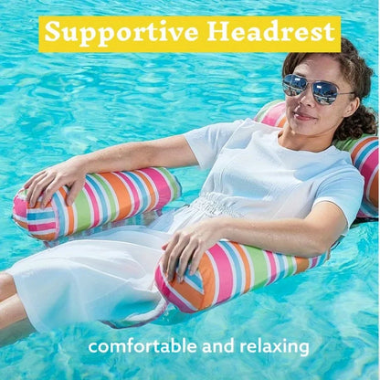 3-Pack Striped Inflatable Pool Float Loungers - Adult Hammock Chairs
