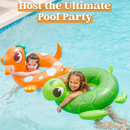 3-Pack Kids Inflatable Pool Floats - Animal Swim Rings for Summer Fun