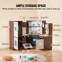 Kids Wooden Play Kitchen Set with Ice Maker & 24 Accessories
