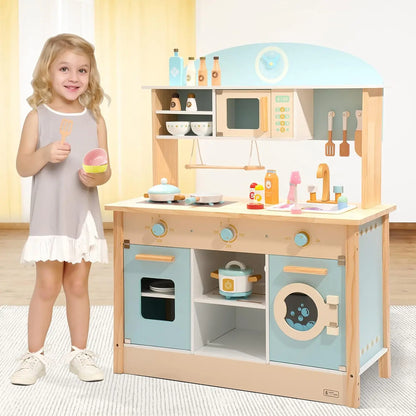 Wooden Play Kitchen Set for Kids & Toddlers