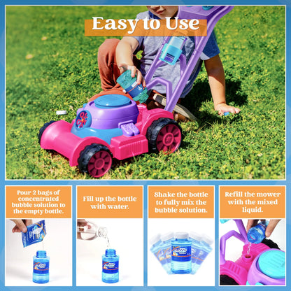 Kids Bubble Lawn Mower Outdoor Toy - Automatic Bubble Blower Machine