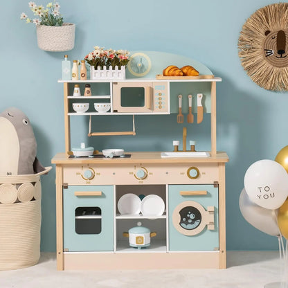 Wooden Play Kitchen Set for Kids & Toddlers