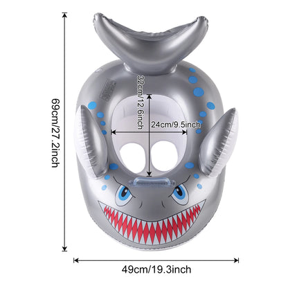 Grey Shark Inflatable Pool Float - Durable Swim Ring for Beach Parties