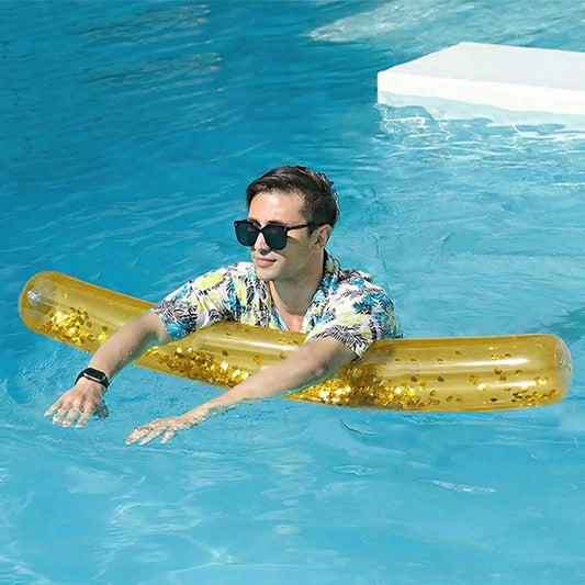 Glitter Inflatable Pool Noodle - Durable PVC Swimming Float