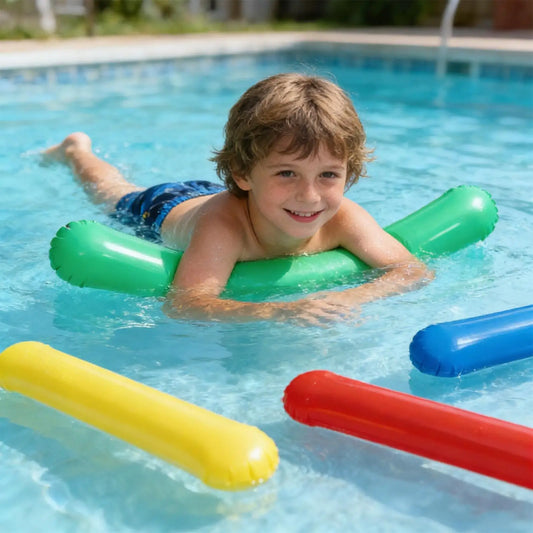 4-Pack Inflatable Pool Noodles PVC Water Floats with Pump for Travel