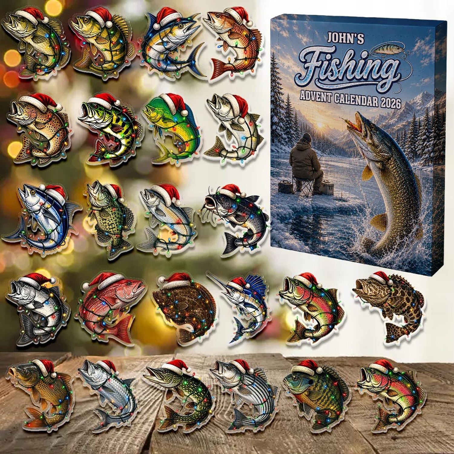 Christmas Countdown Fishing Advent Calendar 2026 Christmas Merch Gift For Fisherman