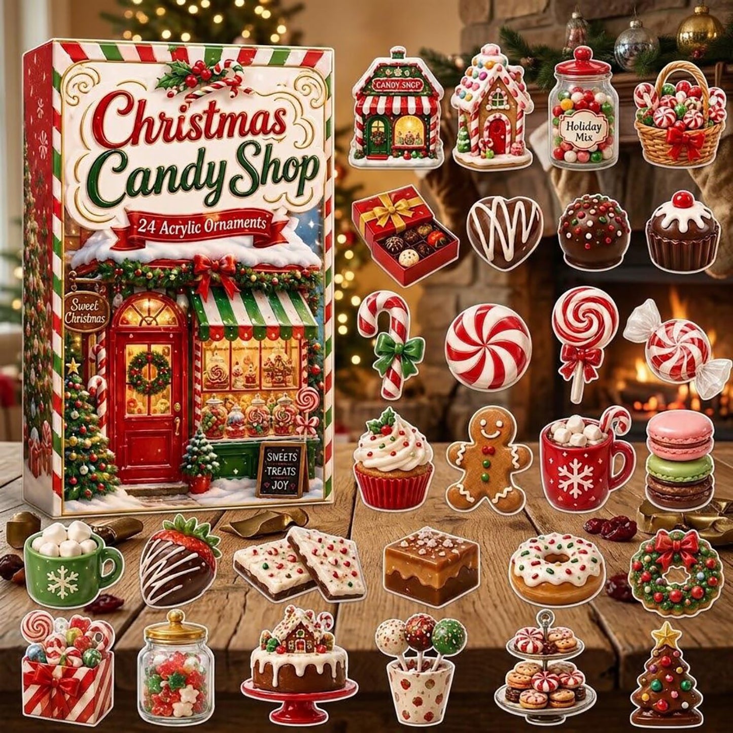 Christmas Candy Shop 2026 Advent Calendar Sweet Treats Merch Gingerbread Bakery Xmas Gift