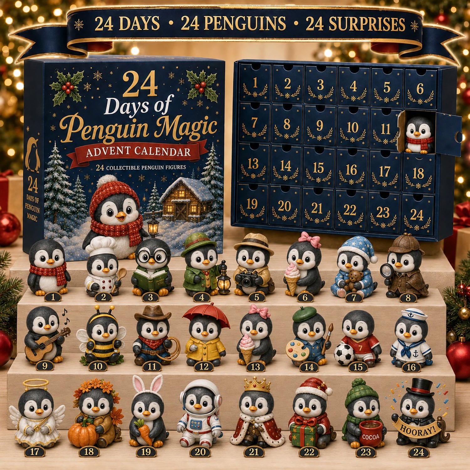 24 Days of Penguin Magic Advent Calendar Collectible Penguin Merch Gift Christmas Decor