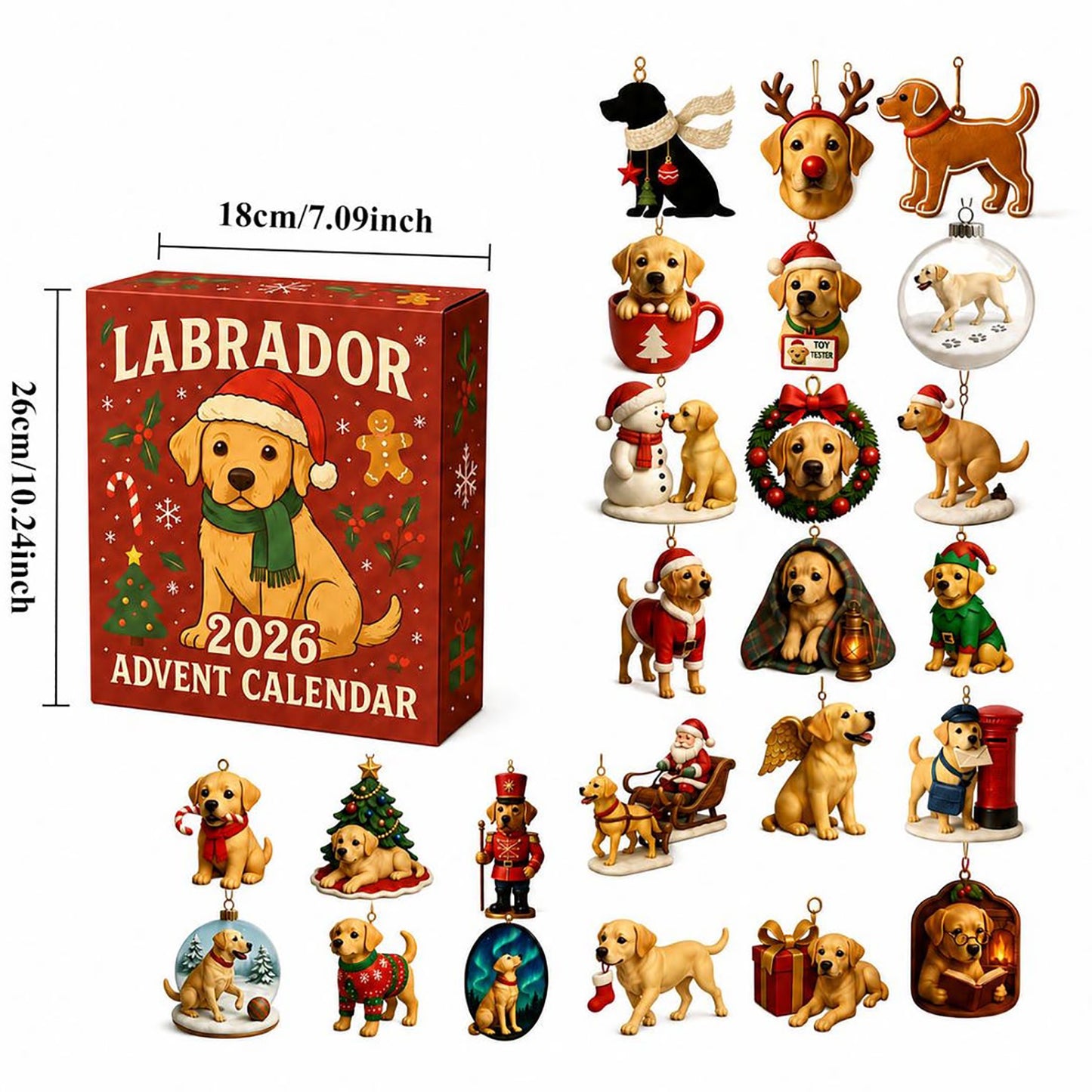 Labrador Dog 2026 Advent Calendar Lab Lover Merch Pet Holiday Tree Decor Gift