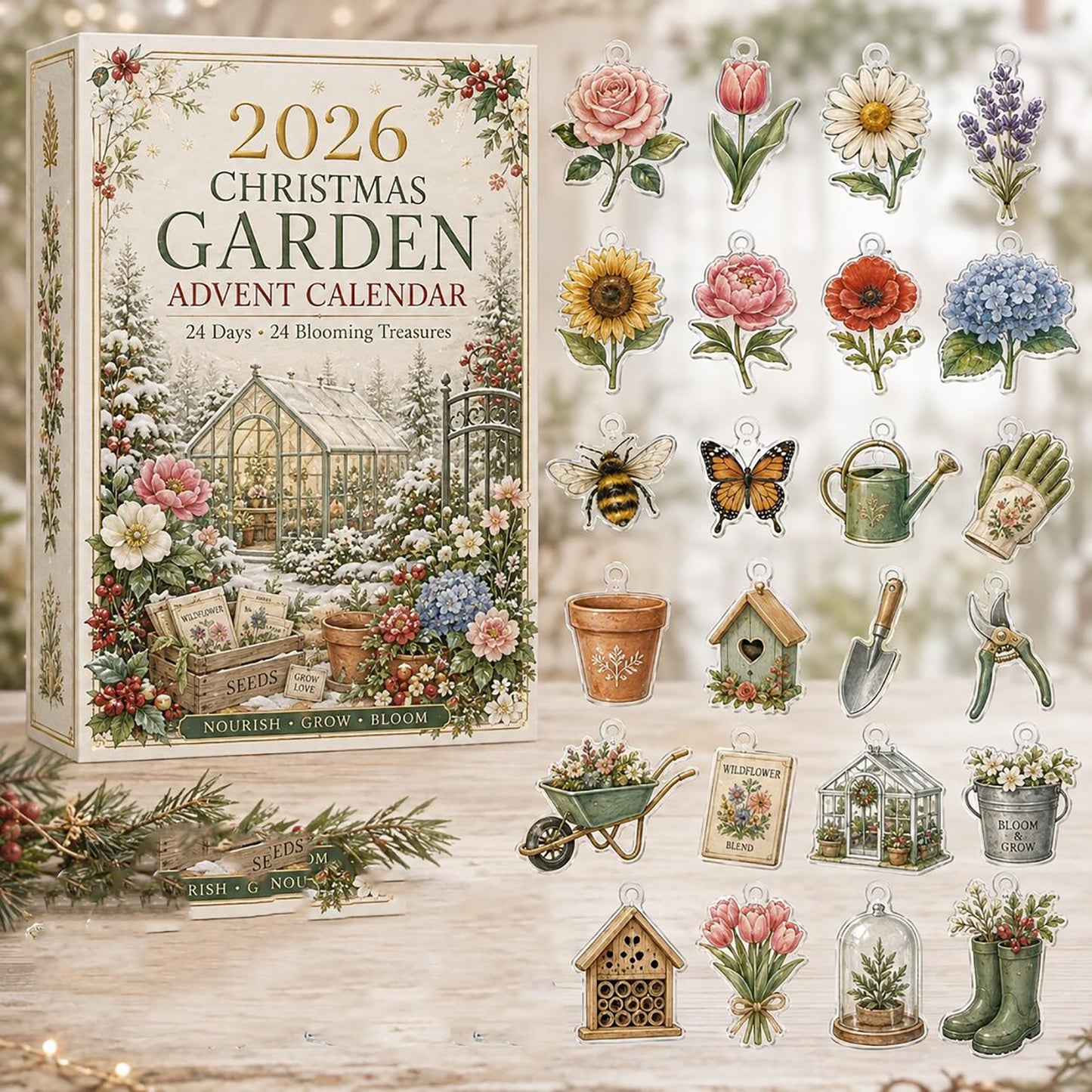 2026 Garden Advent Calendar Floral Merch Gardening Gift For Plant Lovers