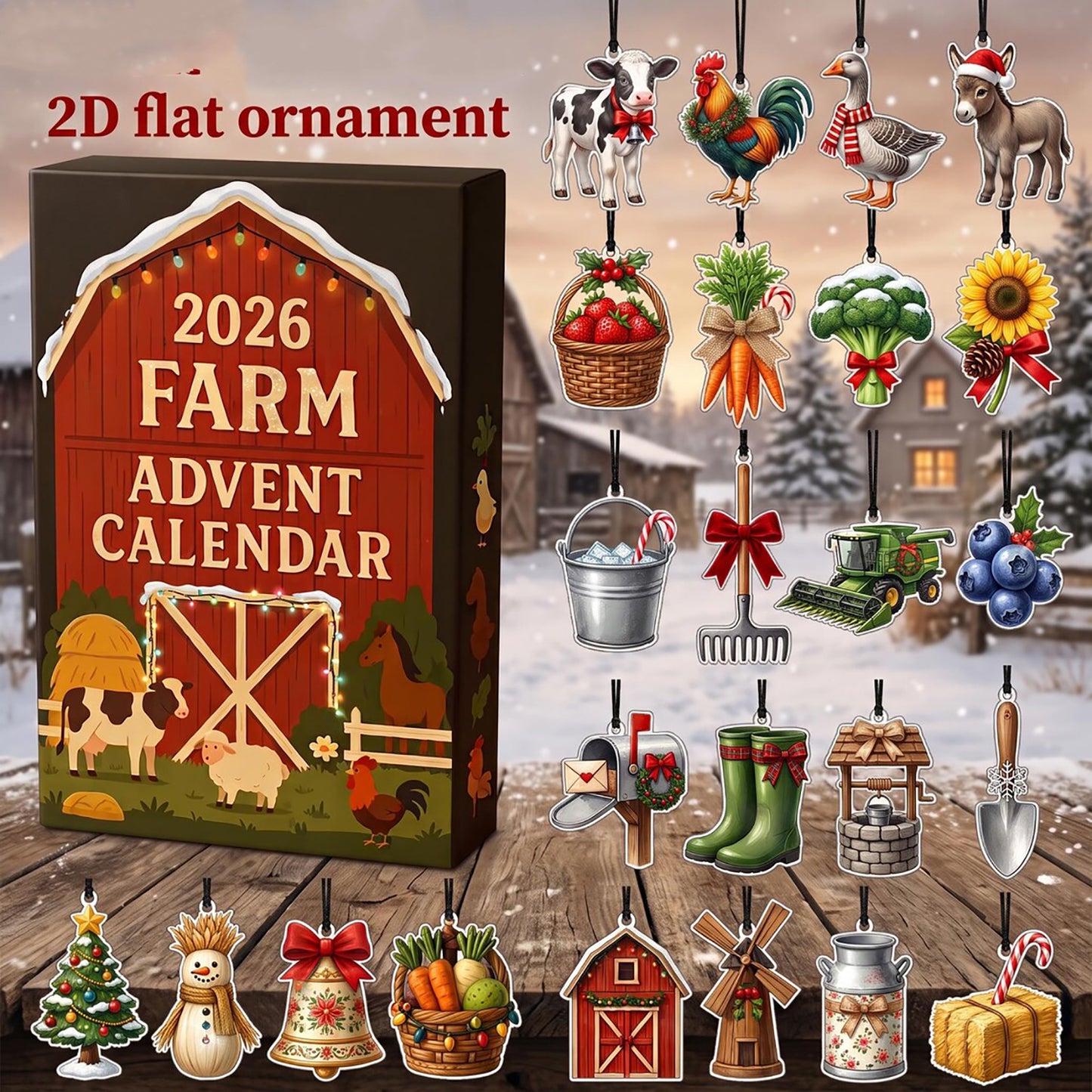 Farm Animal Barn 2026 Advent Calendar Farm Lover Merch Holiday Gift For Her