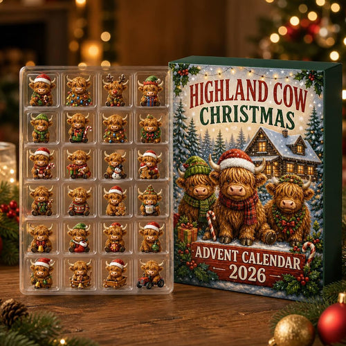 Highland Cow 2026 Advent Calendar Cow Lover Merch Miniature Figure Gift