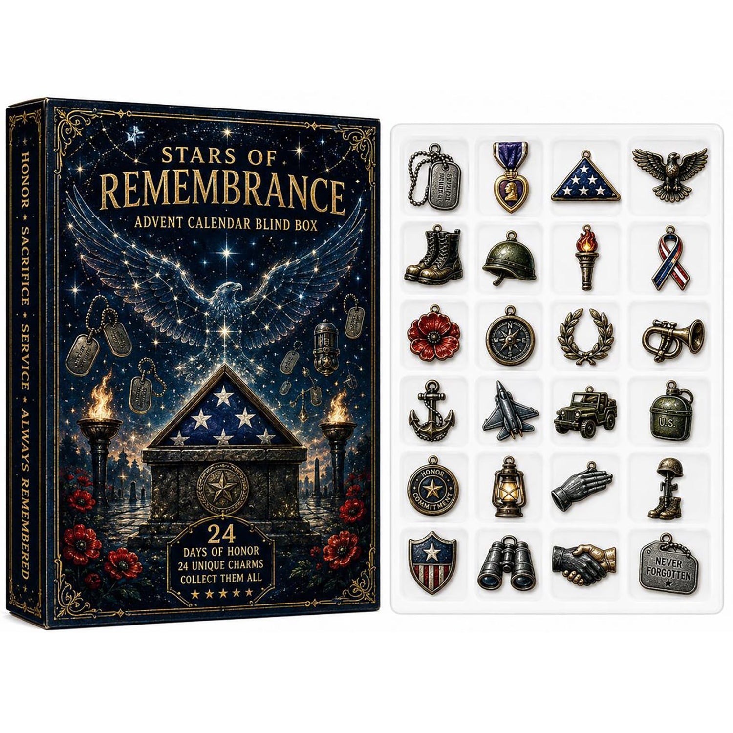 Stars Of Remembrance Advent Calendar Patriotic Veteran Memorial Merch Army Hero Xmas Gift