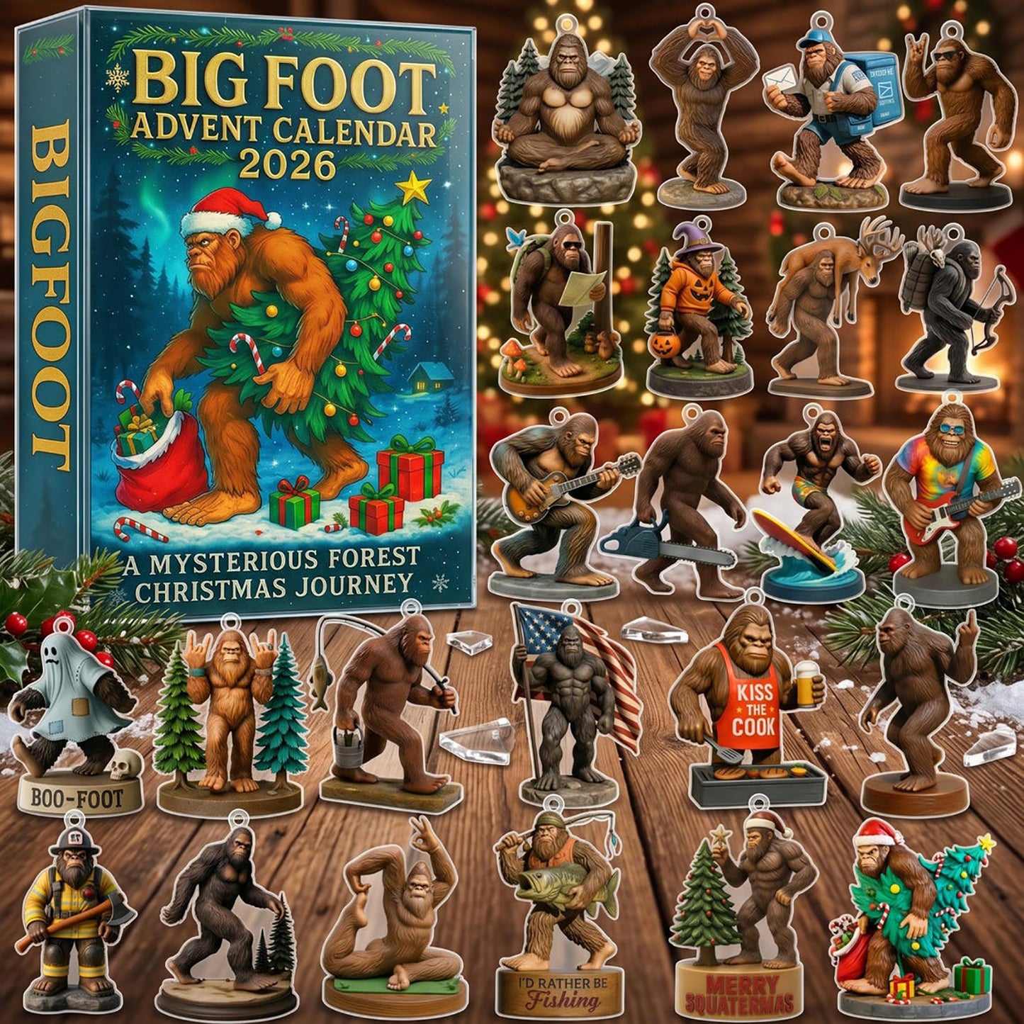 Bigfoot Adventures 2026 Advent Calendar Sasquatch Lover Merch Gift Christmas Decor