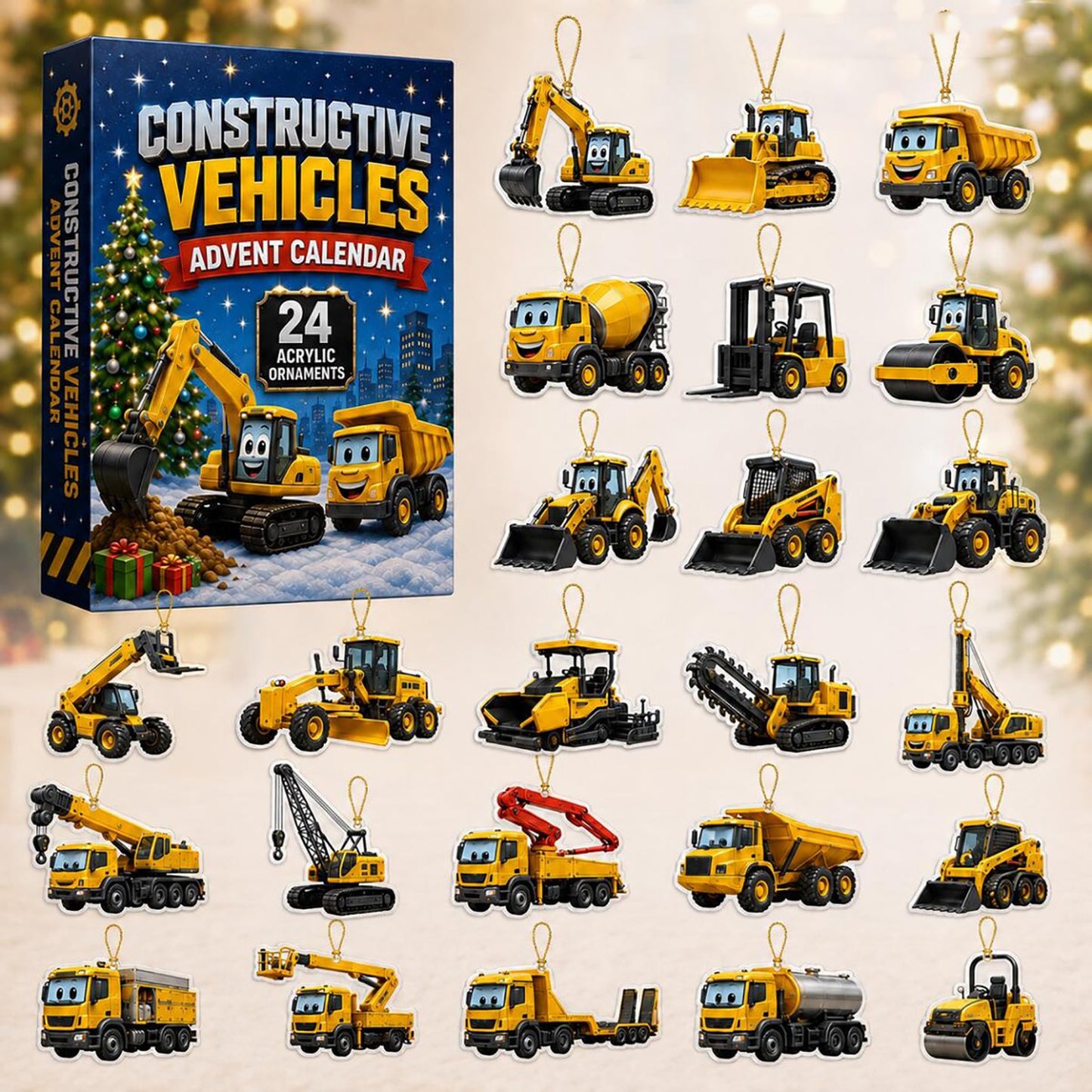 Construction Vehicles 2026 Advent Calendar Vehicles Auto Lover Merch Xmas Holiday Gift