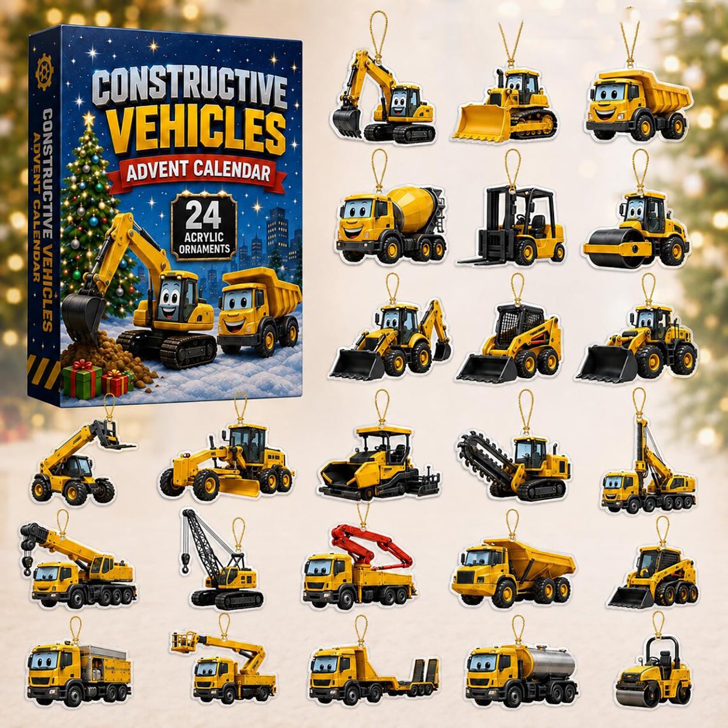 Construction Vehicles 2026 Advent Calendar Vehicles Auto Lover Merch Xmas Holiday Gift
