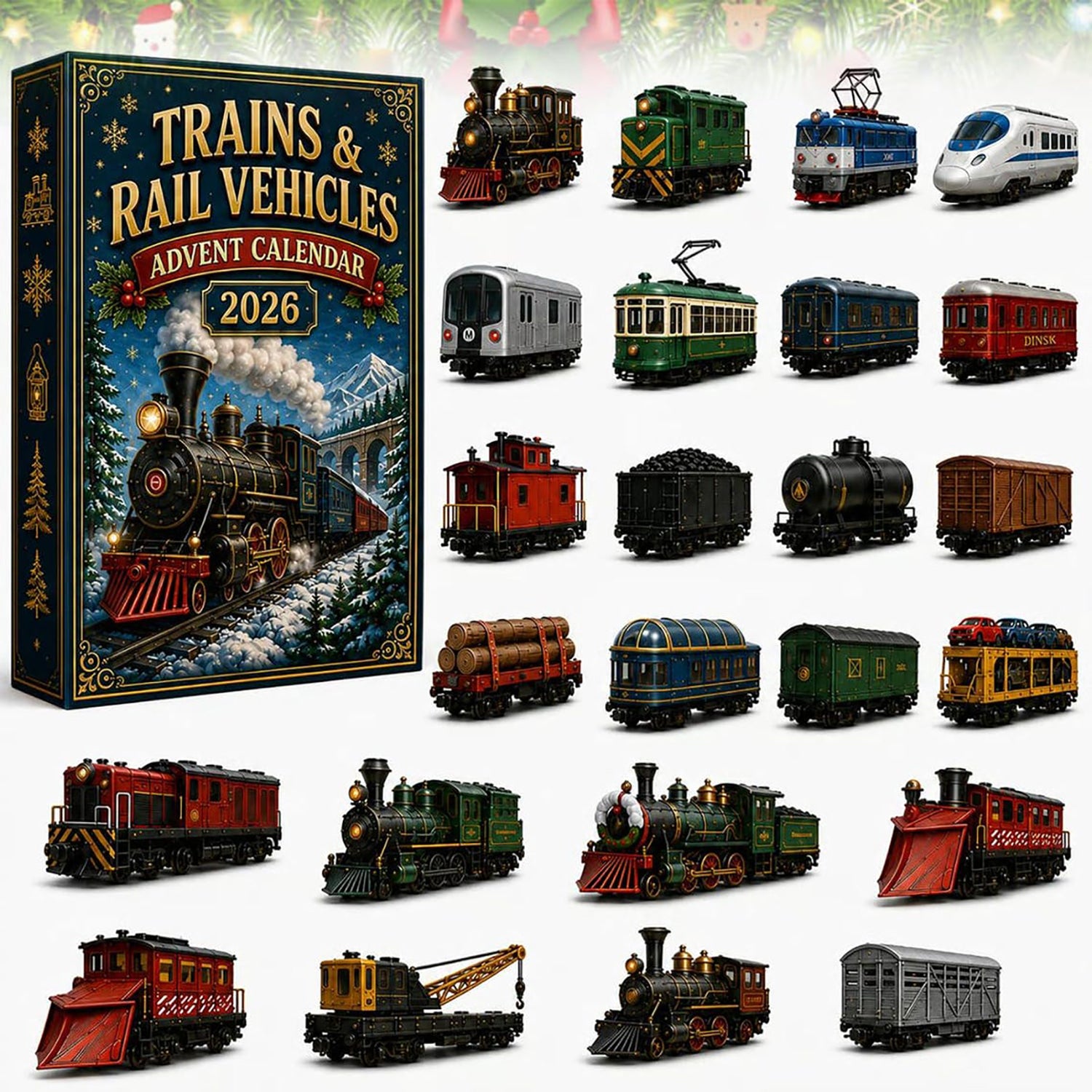 Classic Train 2026 Advent Calendar Train Lover Merch Railway Holiday Decor Gift