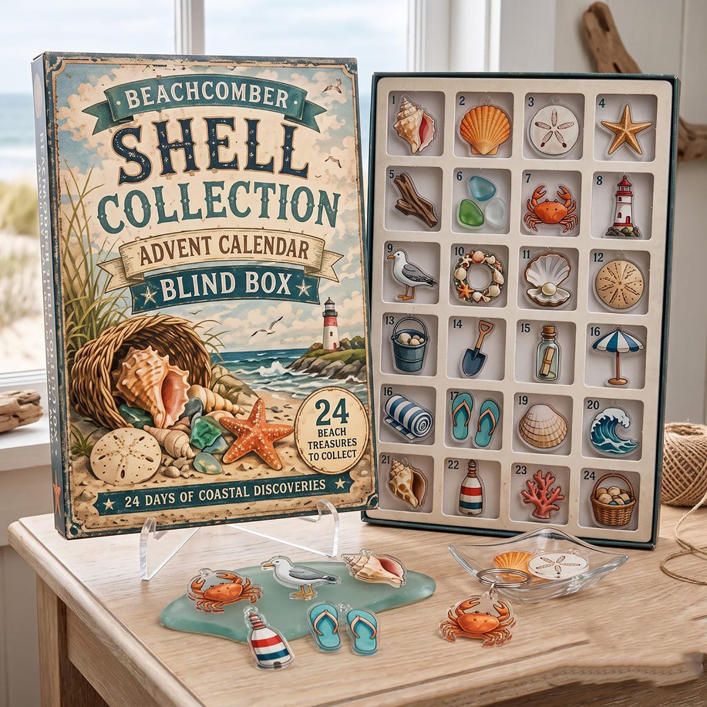 Beachcomber Seashell 2026 Advent Calendar Ocean Lover Merch Coastal Xmas Gift For Men