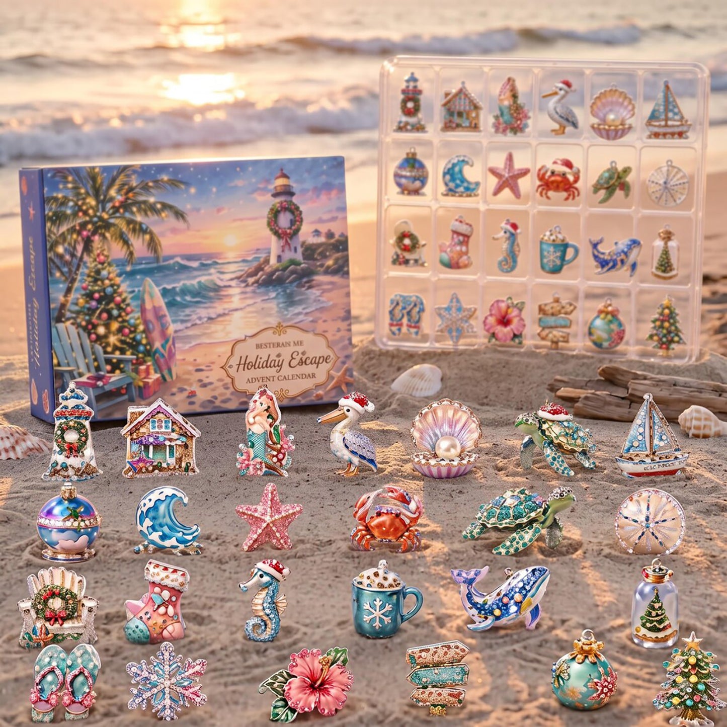 Seaside Coastal Christmas Advent Calendar Beach Tropical Holiday Merch Ocean Beach Lover Gift