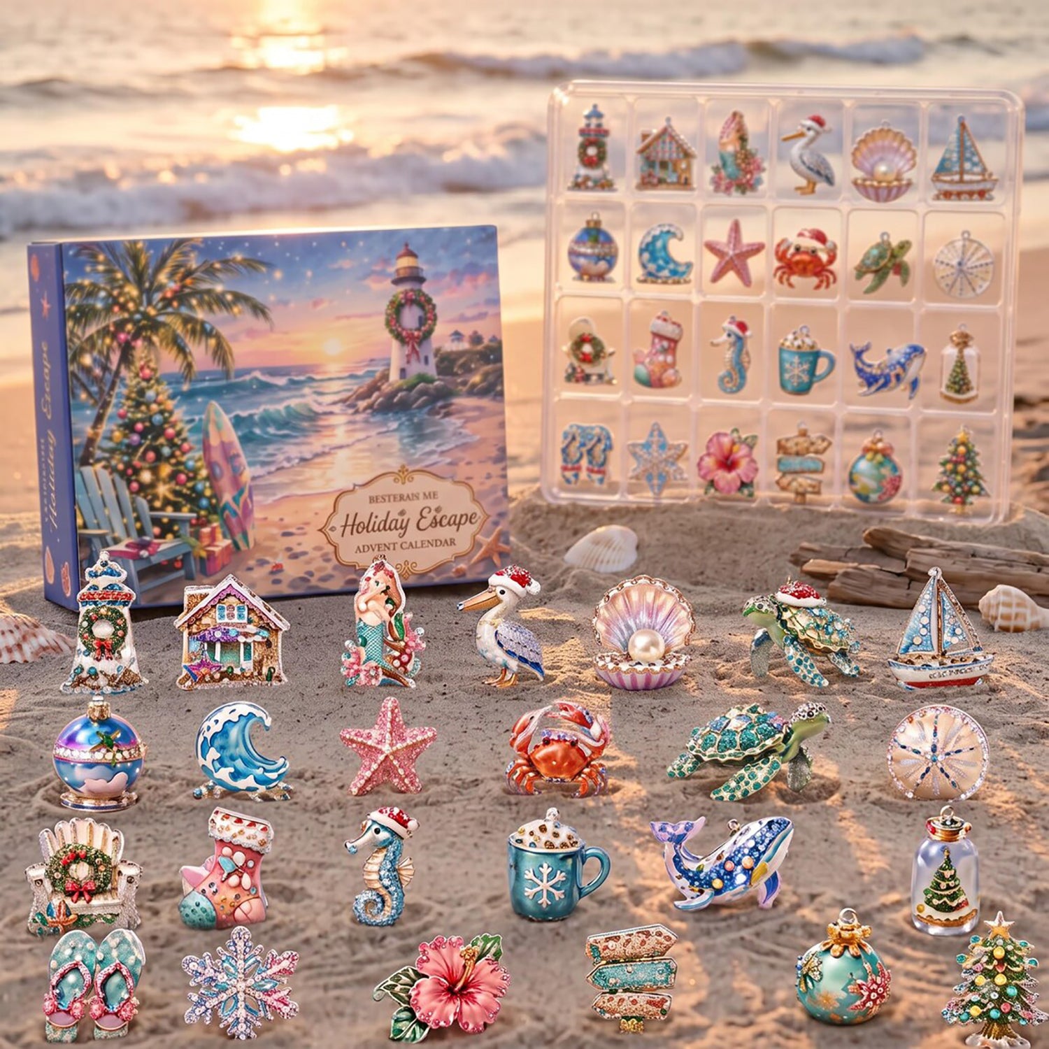 Seaside Coastal Christmas Advent Calendar Beach Tropical Holiday Merch Ocean Beach Lover Gift