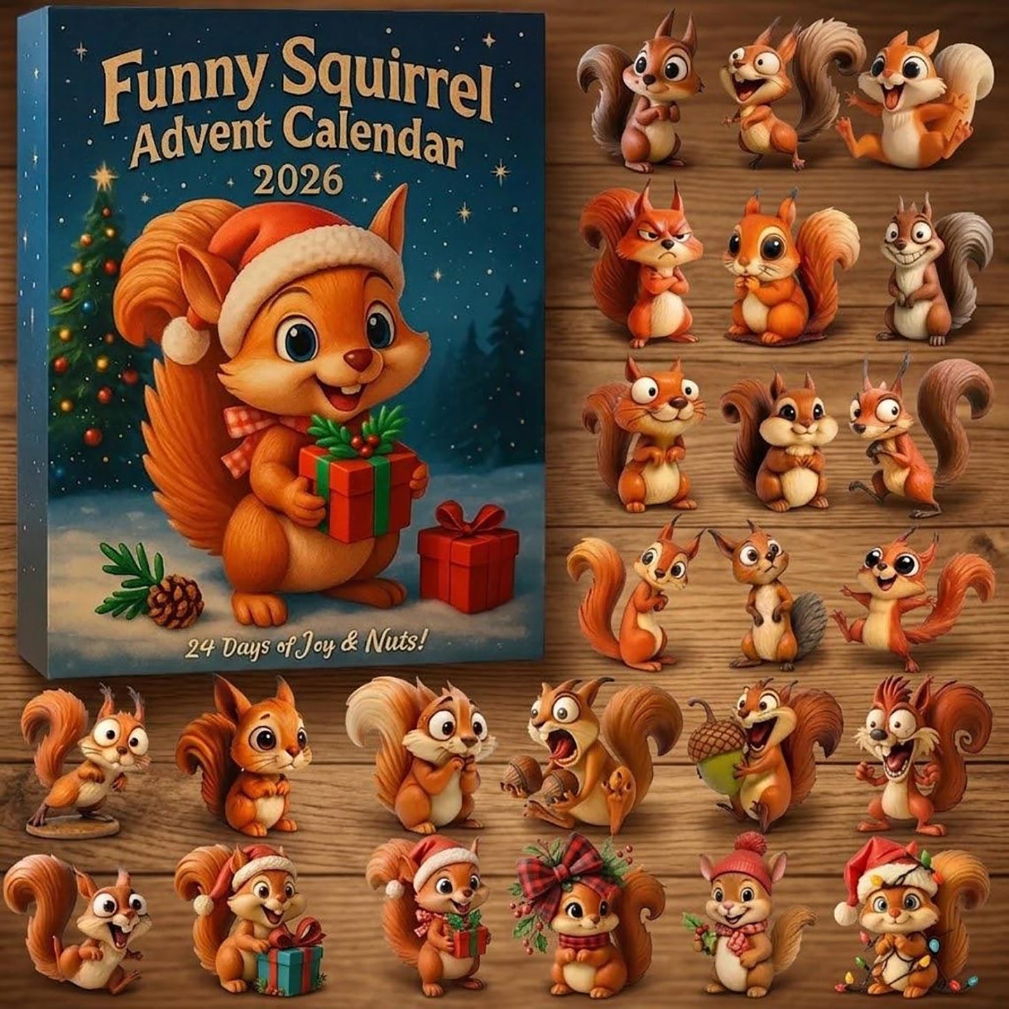 Funny Squirrel Advent Calendar 2026 Squirrel Lover Merch Christmas Countdown Gift