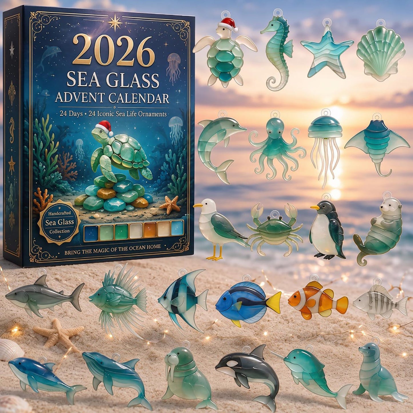 Sea Glass Advent Calendar 2026 Themed Surprises Coastal Beach Lover Merch Christmas Gift